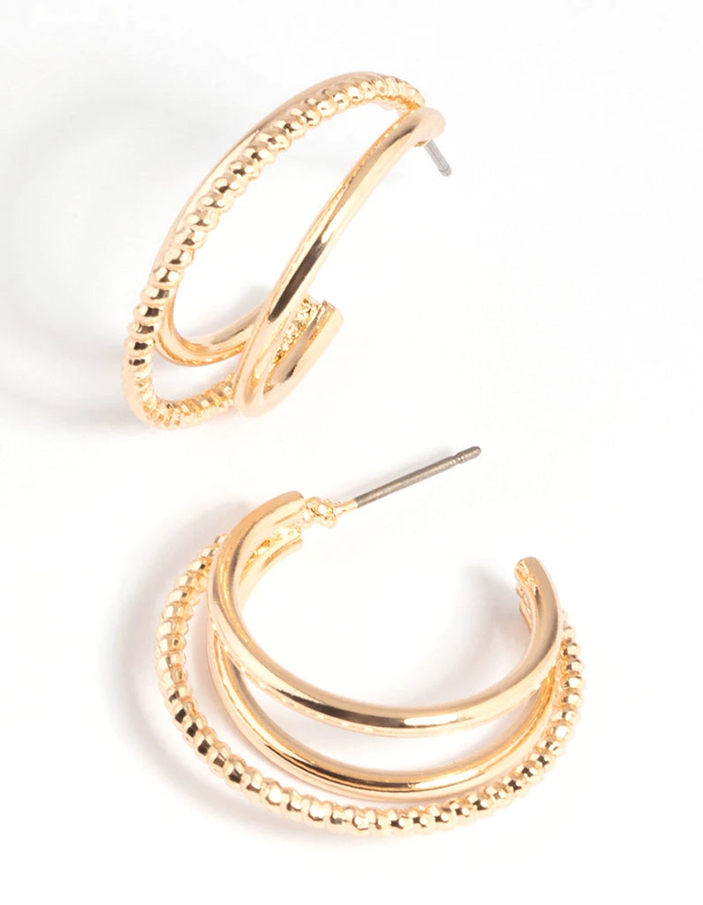 Gold Diamante Hoop Earrings