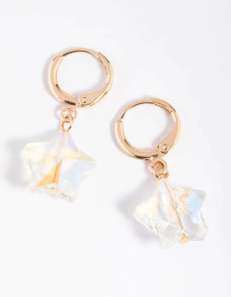 Gold Star Huggie Hoop Earrings