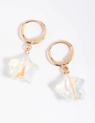 Gold Star Huggie Hoop Earrings