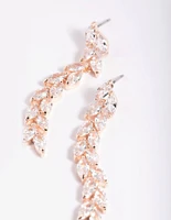 Rose Gold Cubic Zirconia Marquise Drop Earrings