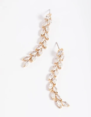 Gold Cubic Zirconia Marquise Drop Earrings