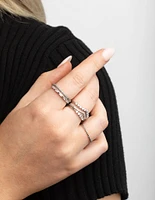 Rhodium Cubic Zirconia V Ring Stack Pack