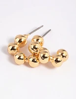 Gold Plated Ball Hoop Earrings