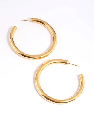 Waterproof Gold Plated Stainless Steel Chunky Hoop Earrings