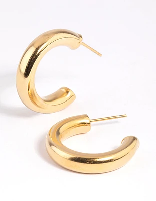 Waterproof Gold Plated Stainless Steel Medium Chunky Hoop Earrings