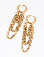 Waterproof Gold Plated Stainless Steel Chain Drop Earrings