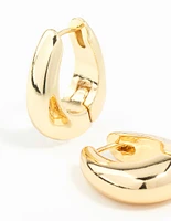 Gold Plated Chunky Oval Huggie Hoop Earrings