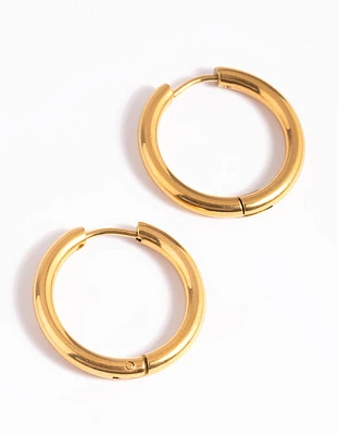 Waterproof Gold Plated Stainless Steel Classic Huggie Hoop Earrings