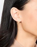 Waterproof Gold Plated Stainless Steel Cubic Zirconia Huggie Hoop Earrings