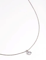 Waterproof Stainless Steel Cubic Zirconia Solitaire Necklace