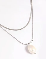 Surgical Steel Snake Chain & Freshwater Pearl Necklace