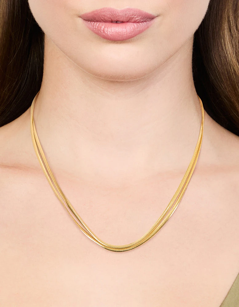 Waterproof Gold Plated Stainless Steel Fine Chain Necklace 2-Pack