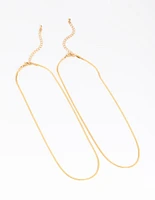 Gold Plated Stainless Steel Fine Chain Layered Necklace
