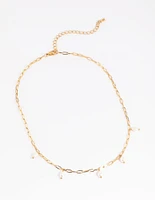 Gold Plated Surgical Steel Freshwater Pearl Chain Necklace