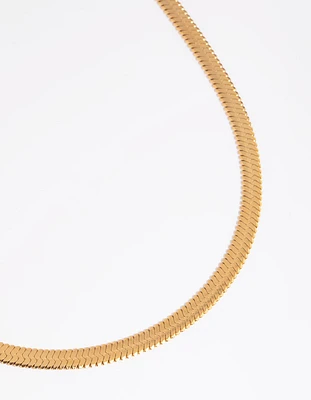 Waterproof Gold Plated Stainless Steel Herringbone Necklace