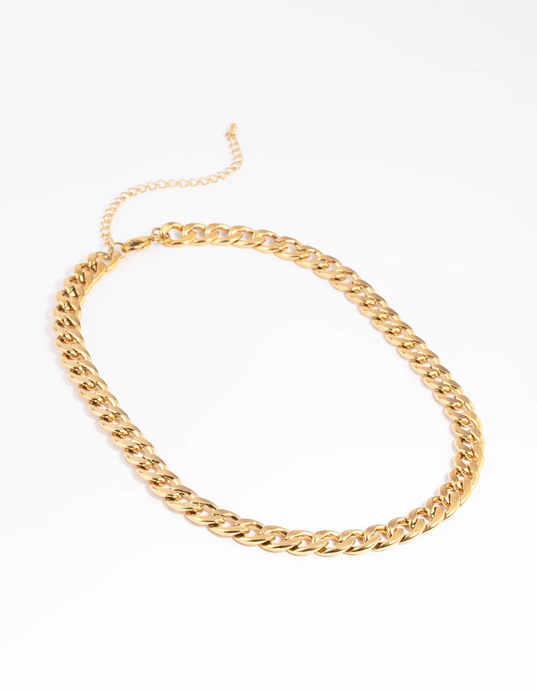 Waterproof Gold Plated Stainless Steel Chunky Chain Necklace