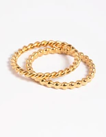 Waterproof Gold Plated Stainless Steel Mixed Texture Ring Set