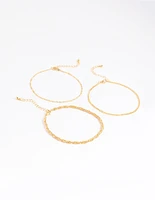 Gold Plated Twisted Chain Anklet Pack