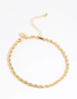 Gold Plated Twisted Chain Anklet