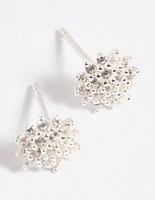 Sterling Silver Cubic Zirconia Sun Stud Earrings