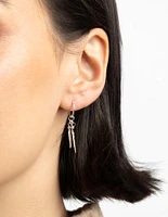 Sterling Silver Leaves Huggie Hoop Earrings