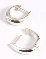 Sterling Silver Oval Hinge Huggie Hoop Earrings