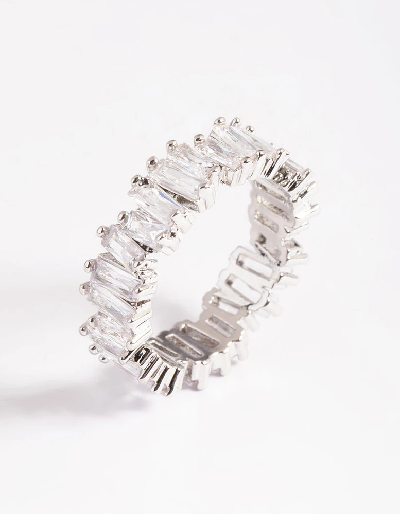 Silver Cubic Zirconia Jagged Band Ring