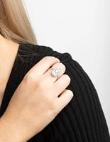 Silver Cubic Zirconia Oval Ring