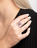 Silver Purple Pear Stone Band Ring