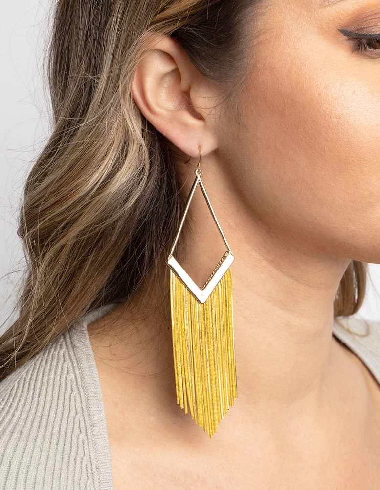 Yellow Snake Chain Drop Earrings