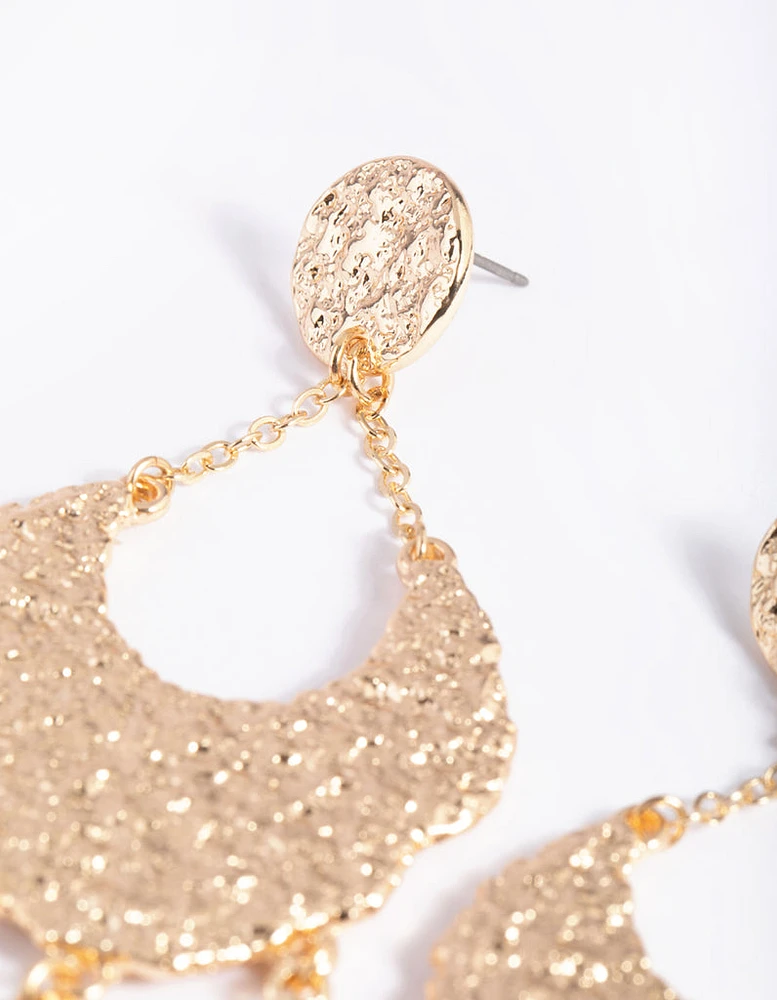 Gold Textured Jingle Drop Earrings