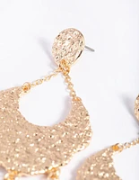 Gold Textured Jingle Drop Earrings