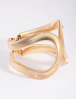 Gold Textured Oval Cuff Bangle