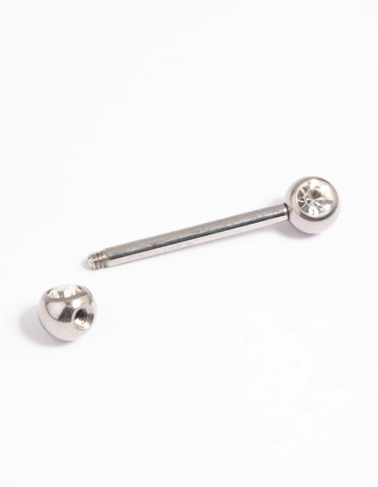 Titanium Crystal Nipple Bar