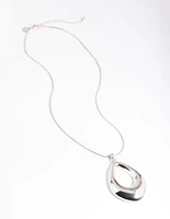 Rhodium Open Circle Long Necklace