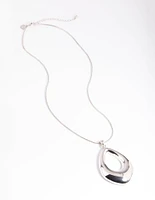 Silver Open Circle Long Necklace