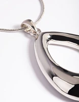 Silver Open Circle Long Necklace