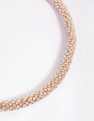 Rose Gold Diamante Tube Necklace