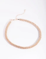 Rose Gold Diamante Tube Necklace