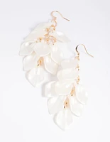 Gold Pearlised Cascading Petal Drop Earrings