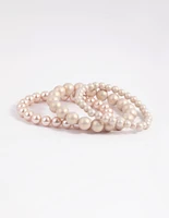 Gold Pearl & Bread Stretch Bracelet Pack