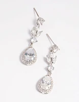 Silver Diamond Simulant Teardrop Earrings