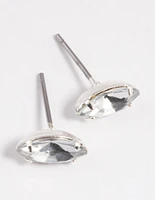 Silver Diamante Marquise Claw Stud Earrings