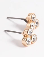 Gold Diamante Stud Earrings