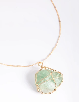 Green Fluorite Cage Statement Necklace