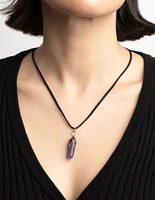 Amethyst Crystal Shard Suede Cord Necklace
