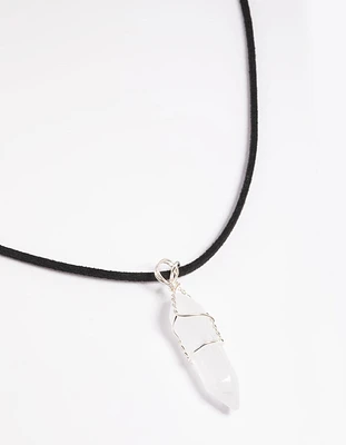 Clear Quartz Shard Cord Necklace