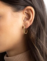 Gold Plated Surgical Steel Twisted Hoop Earrings