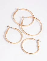 Gold Wide Hoop Earring Set