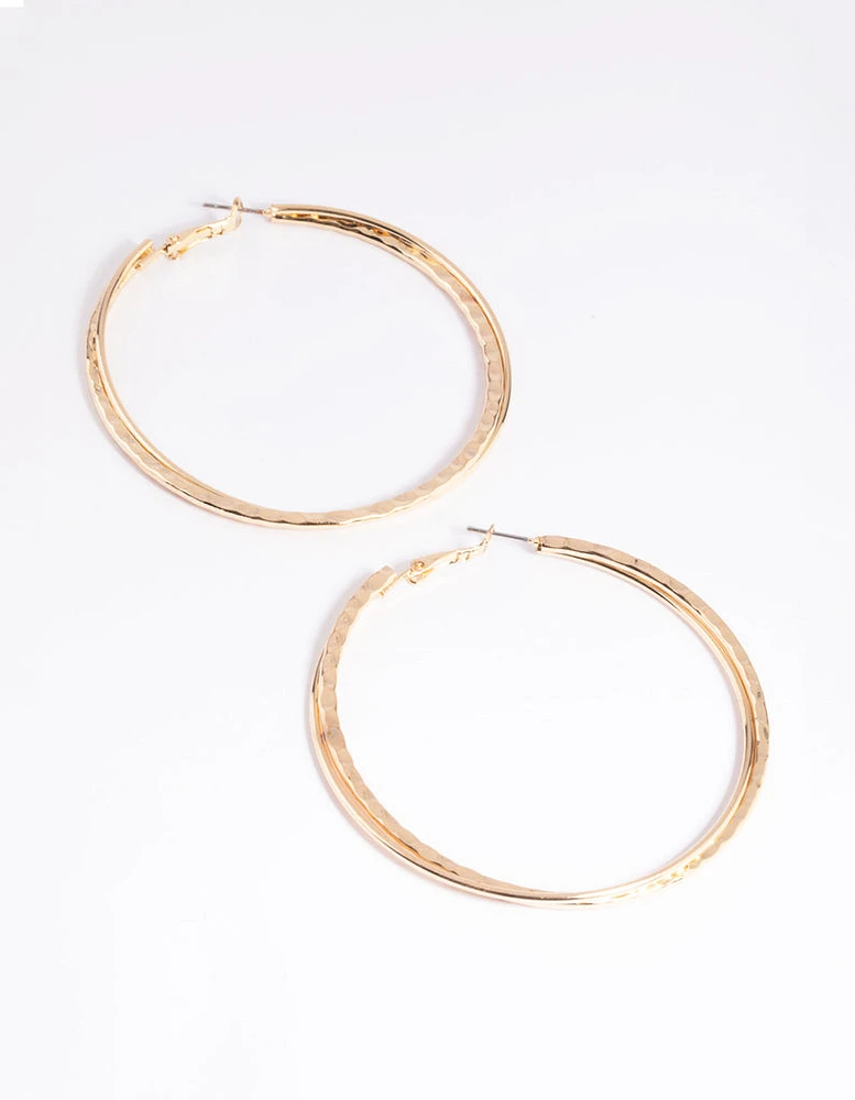 Gold Long Hoop Earrings